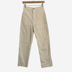 P&Co Cream Carpenter Trousers Womens Size 6 Utility 100% Cotton Gorpcore Granola
